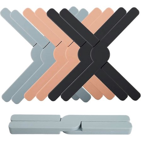 6-pakning sammenleggbare silikonunderlag, varmebestandige sammenleggbare underlag for varme retter, kokekar og stekepanner