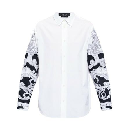 Versace Shirt with patterned sleeves Hvid, Herre Skjorter