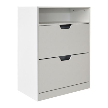 Ulos kallistettava kenkäkaappi avoimella hyllytasolla