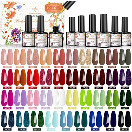 48 stycken UV Nail Polish, Shellac Nail Polish med Base Coat Top Coat & Matte Top Coat,
