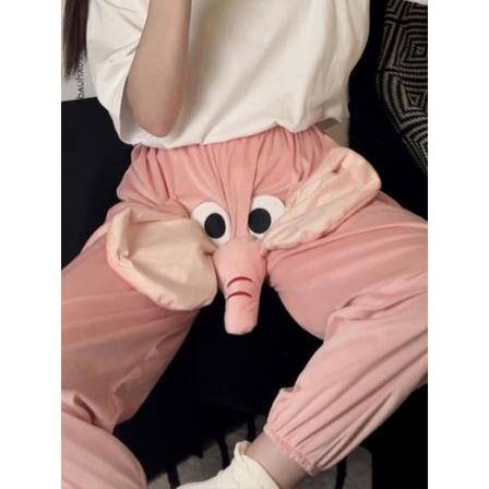 Morsomme elefantbukser for kvinner og menn - Loungewear - Hjemmekoselige plysjbukser for par - Gave til kjæresten -z Pink XL