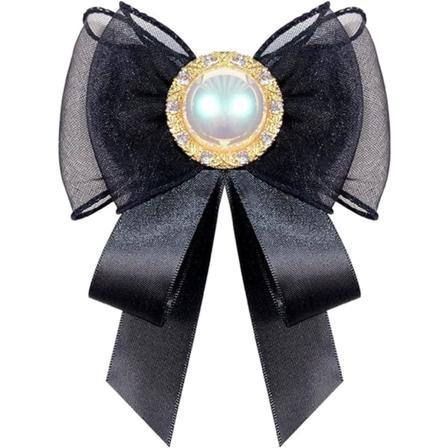 Sløyfebrosje Perle Sløyfe Sløyfebrosjer for Kvinner Bånd Stoff Sløyfe Halsduk Brosje Krage Nål Kvinner Klær Tilbehør Mote Smykker (Farge: Svart)