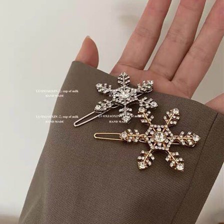 2 st Rhinestone Snöflinga Hårklämma Kristaller Hårnålar Legering B