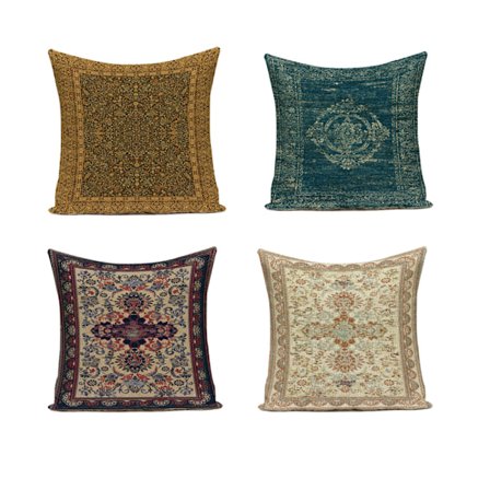 4 putetrekk akvarell mønster fliser og orientalsk retro firkantet fargerik maleri putetrekk 45x45 cm (stil A)