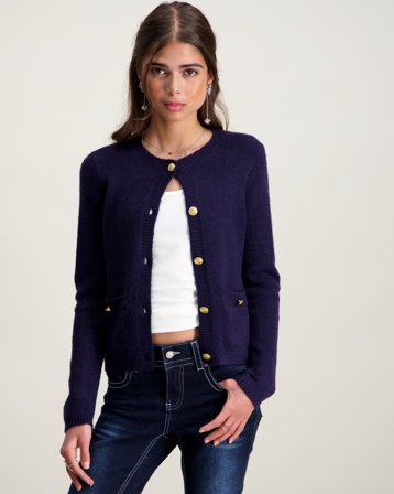 RYVLS Pocket Knitted Cardigan Niebieski Swetry Dziewczyna - Kids Brand Store