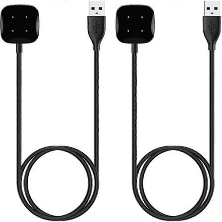2-pack Laddare Kompatibel med Fitbit Sense/Fitbit Sense 2, Fitbit Versa 3 / Fitbit Versa 4, Ersättningsladdningskabel Kompatibel med Fitbit