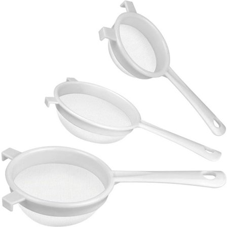 [PLPL] Dørslag - 3-delt sigtesæt med håndtag - mælkefilter - til teblomstmælke-te (3", 4", 5,5")