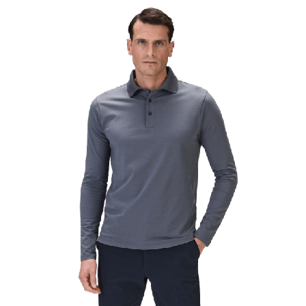 John Henric Cotton Fitted Stretch L/s Polo Shirt Jersey Skjortor Herr Grå L