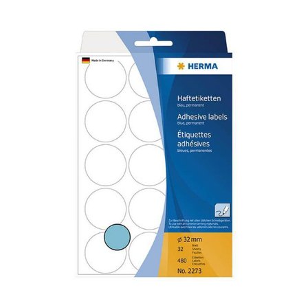 HERMA Etikett Allround 32mm blå 480/fp - Lyreco - Emballage och lagerutrustning - Etiketter och godsmärkning - Märk- och färgsignalsetiketter