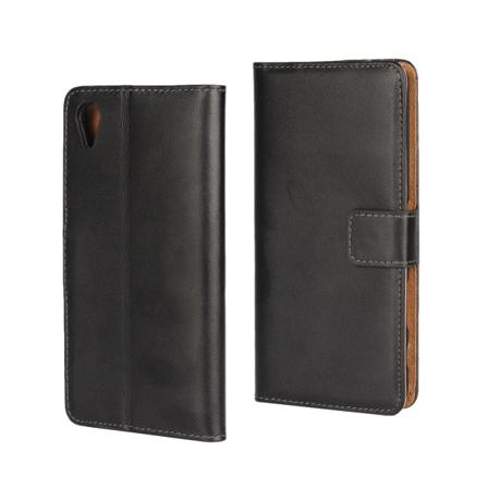 Lommebokveske Sony Xperia X ekte skinn Black