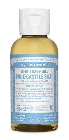 Dr. Bronner's Castile Soap Baby-Mild Neutral 60 ml, Skincare, Kropspleje, Bodyshampoo
