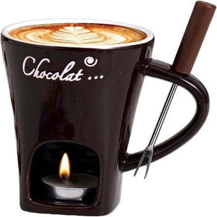Tealight Fondue Set, Keramiskt smältkärl för choklad och dessertkaffe