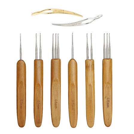 Hiuspunosneula Hiushäkki Lukitusneula Dreadlock-virkkuukoukku 0,5/0,75 mm