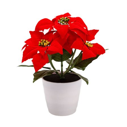 Kunstig potteplante Jul Blomst Planter Simulering Julestjerne Bordlampe Jul Ferie Dekorative Lys