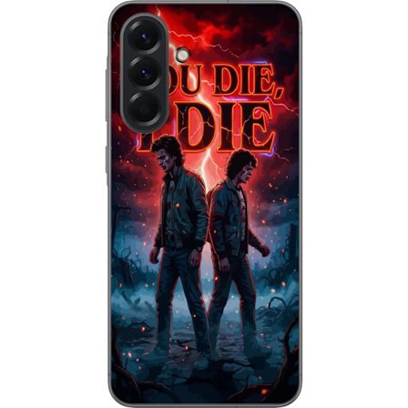 Kompatibel Mobilcover til Samsung Galaxy A56 Stranger Things-inspireret motiv med to unge mænd, rød lynfyldt himmel, mørk fantasyfølelse, drama, overn