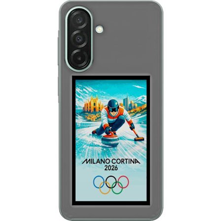 Yhteensopiva Puhelinkuori Samsung Galaxy A26 Jääkiekkoilukuva, jossa pelaajat liikkuvat jäällä, Milano Cortina 2026, Milanin maamerkit ja olympialaist