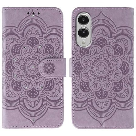 Samsung Galaxy S25 Edge -kotelo, strassikoristeinen PU-nahkainen Mandala-kuvioitu puhelinkotelo