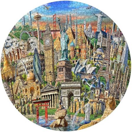 Rundt 1000-brikkers puslespill Bygninger og hager Verdens landemerker