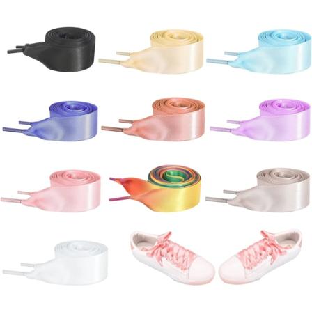 Satängbandssnören - 10 par färgglada sidenbandssnören för kvinnor och flickor