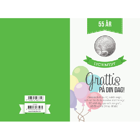 Kort med lyckomynt - 55 år
