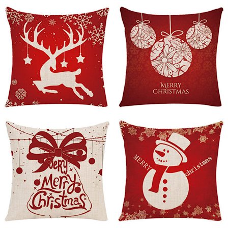 4 stk. julepudebetræk, julepudebetræk, julepudebetræk, pudebetræk dekoration, glædelig jul dekoration julebil