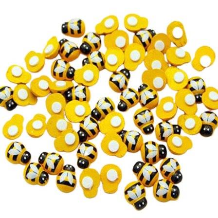 100 stk. Små Træbi-pynt Selvklæbende Malet Flad Bagside Humlebi Til DIY Scrapbooking Hjem Væg Fødselsdagsfest Dekorationer Bedste Gave