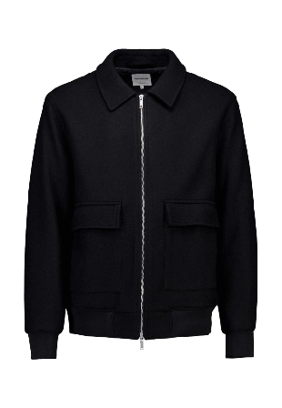 Lindbergh Wool Look Zip-Through Jacket Jackor Herr Svart S