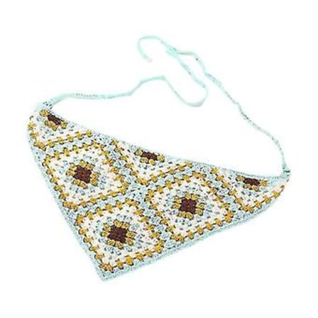 Etnisk stil heklet bandana slips bak hodetørkle trekant strikket hode skjerf (Blå)