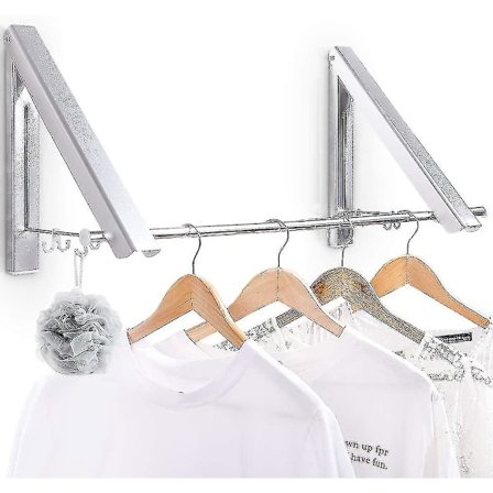 Klesstativ, sammenleggbart veggmontert tørkestativ med 40/80 cm stang, med krok, robust klesstativ for innendørs og utendørs