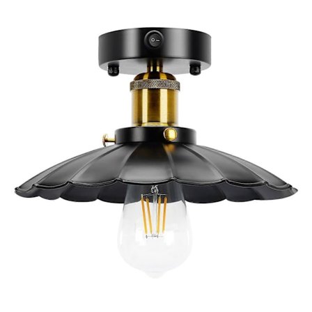 12 V RV Vintage kattovalaisin (1 E26 polttimo mukana), 3000K 12 voltin asuntoautovalaisin virtakytkimellä