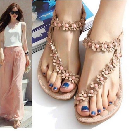 Sommerlige Kvinner Casual Blomster Flat Sko Strand Sandaler