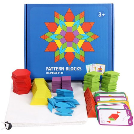 155 stk. træklodser sæt geometrisk form puslespil børnehave klassisk pædagogisk legetøj til børn