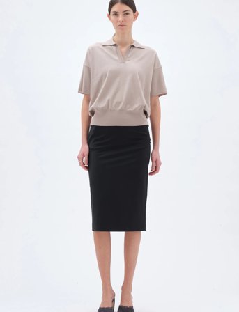 REMAIN Birger Christensen Knitted Polo Tshirt - Beige - M