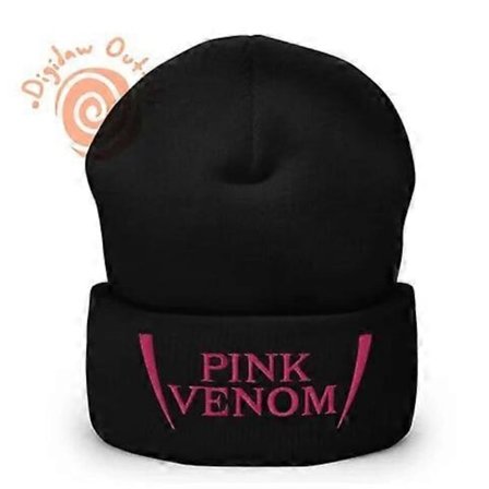 Kpop Beanies Strikket Lue for Høst Vinter Born Pink Venom Girl Crush Gruppe Black Pink Koreansk Bokstav Mote Jennie Lalisa (FMY)