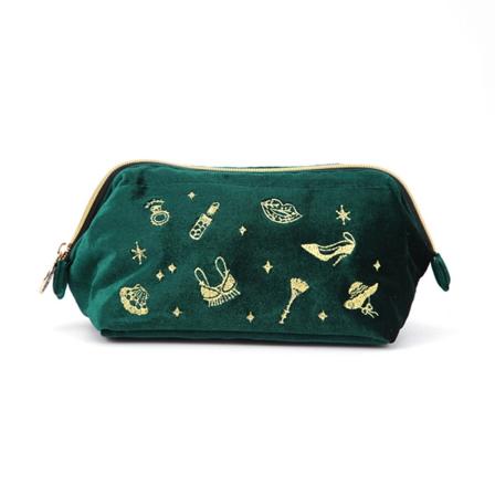 Stor kapacitet Söt japansk fyrkantig stjärna Moon Brodered Velvet Tassel Makeup Bag green
