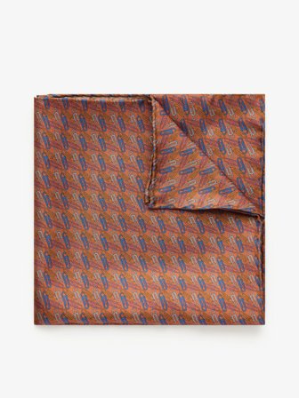 John Henric Men's Braunes Motiv Einstecktuch Size Onesize