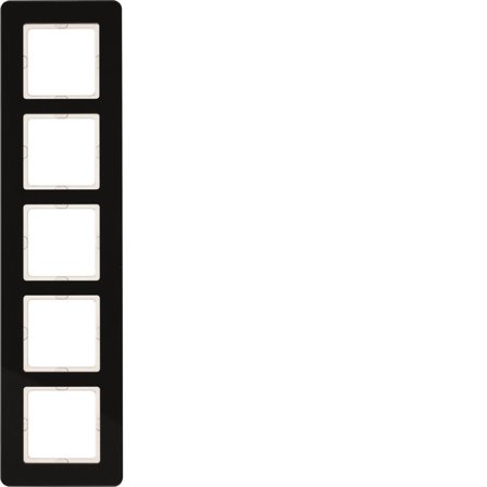 Hager 10156076 Dekkramme 5 rom, Q.7, glass Svart, Strømbrytere & vegguttak