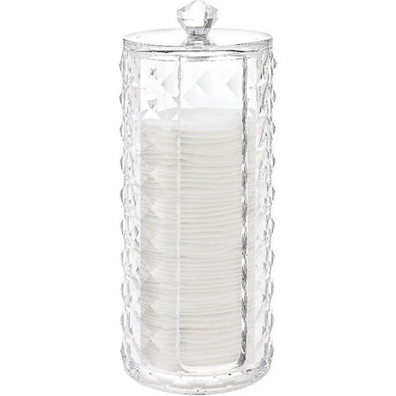 Kosmetik Vatrondel Holder, Transparent Diamantmønster Vatrondel Opbevaringsboks Container