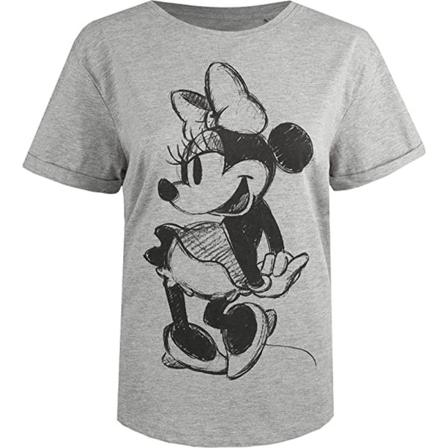 Disney Dam/dam Minnie Mouse Sketch T-shirt Bomull L Grå