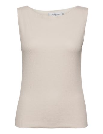 Lnandy Rib Top T-shirts & Tops Sleeveless Beige Lounge Nine