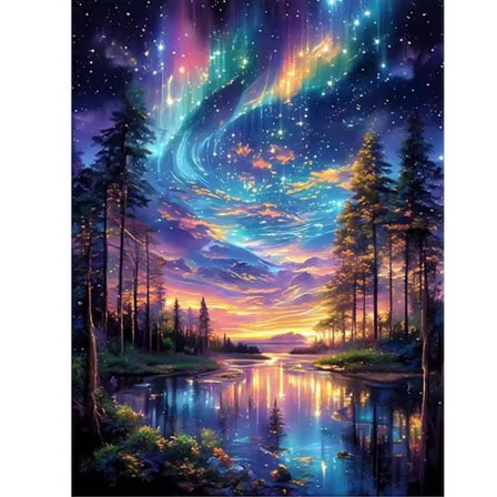 5D DIY Flod Diamant Maleri Landskab Billede Rhinestones Diamant Mosaik Træ Egnet Til Begyndere Håndlavet Hobby
