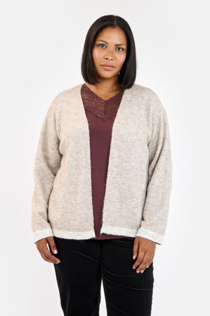 CISO - Langærmet Cardigan - Lys beige Melange