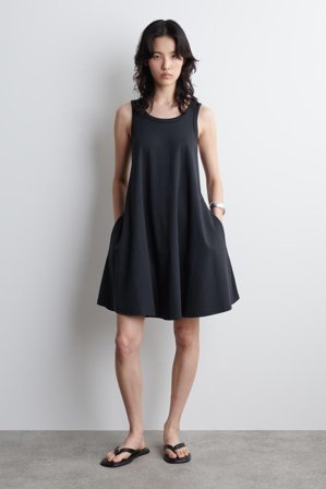 COS Femme Robe Courte Swing En Jersey De Coton Dress in Bleu