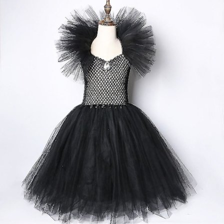 halloween barn flicka svart klänning klänning djävul cosplay Dress with horns