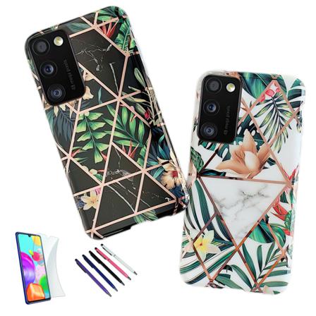 Samsung Galaxy A41 - Geometrinen kukkakuori Svart