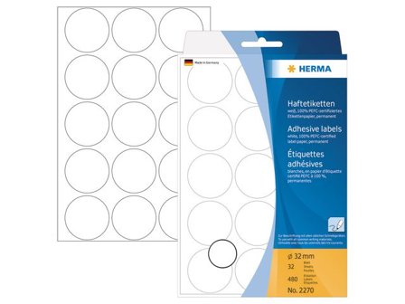 Herma Etikett Allround 32mm vit 480/fp - Lyreco - Emballage och lagerutrustning > Etiketter och godsmärkning > Märk- och färgsignalsetiketter