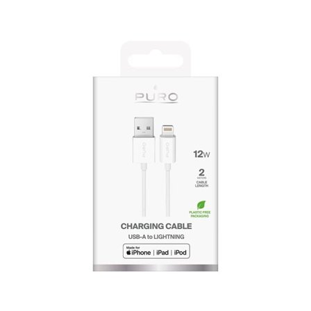 Puro TPE 12W USB-A - Lightning-kabel 2 m - hvit