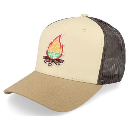 Wild Spirit - Beige trucker Cap - Mountain Camp Fire Golden/Brown/Khaki Trucker @ Hatstore