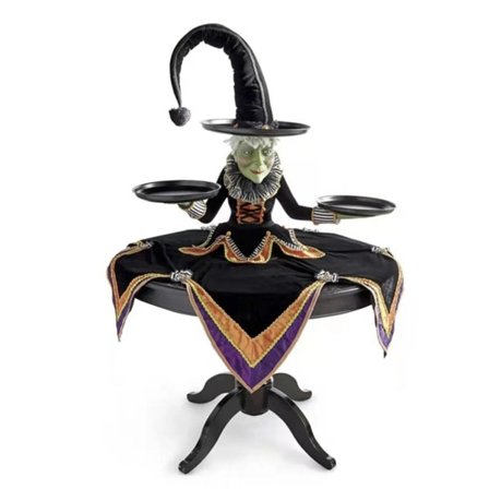 Halloween Häxa Bordskiva Server med Harlequin Duka Cupcake Display Stativ Hem Dekoration Harts Staty Bricka