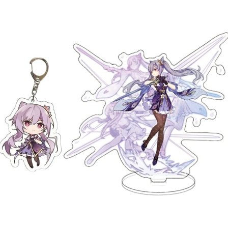 Genshin Impact Spejl Akryl Stå Figur og Nøglering Perifere Ornament Samlinger, Hverdagsliv, Vedhæng Gave (keqing) - -